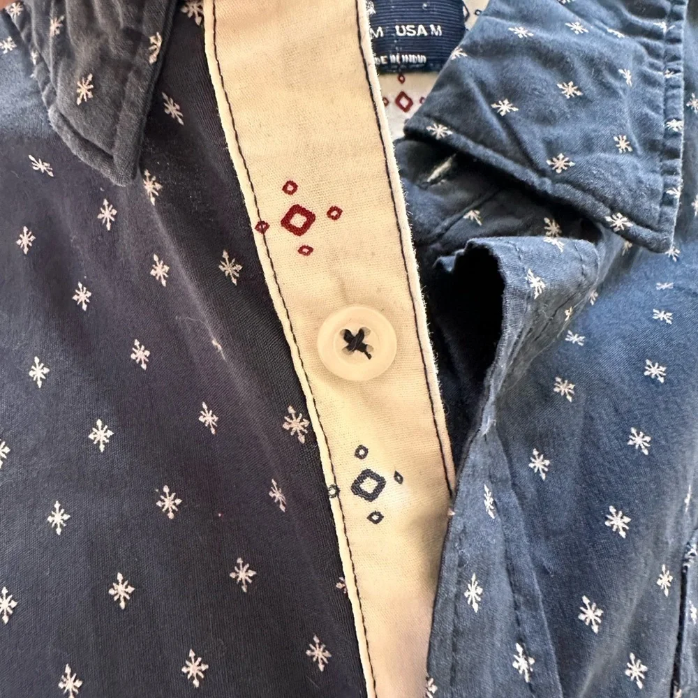 European fitted‎ Navy Patterned Men's Button-Down Shirt